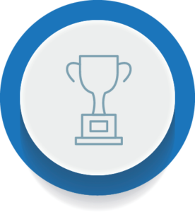 Enhancing Services icon. Blue circle containing a trophy.