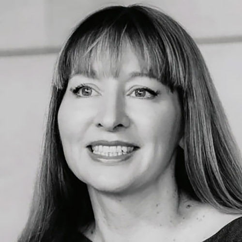 Black and white image of External Board member Aoife Watters