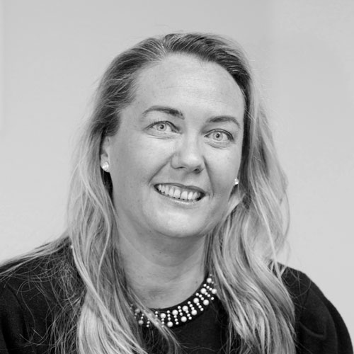 Black and white image of Development Officer Elaine Keogh