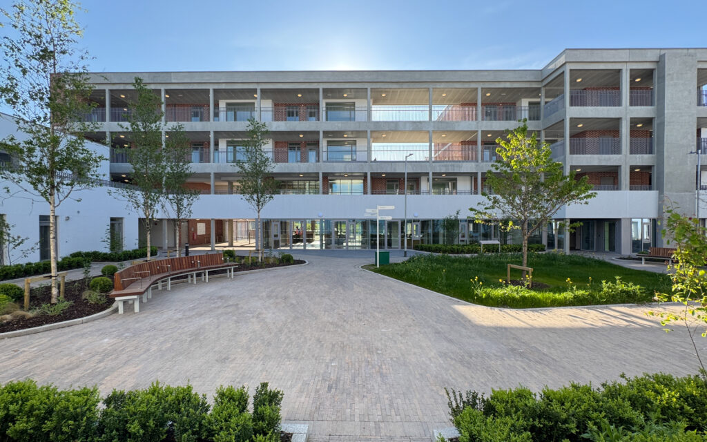 Housing With Supports, Richmond Place, Dublin 8. Courtyard view featuring front facing apartments. 
