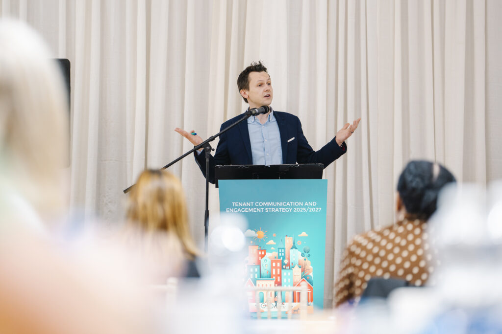 Adam Harris CEO As I Am speaking at Circle's staff conference